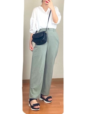 「ミックスコーデ」｜「アイテム（サンダル）」を使った、海苔さん（レディース・160cm）の夏コーディネート