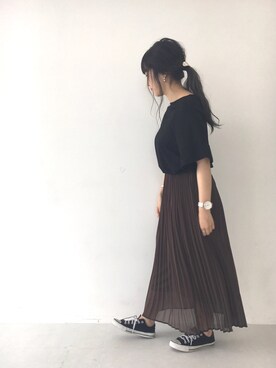 ユナさんの「・13col.シフォンプリーツロングスカート」を使ったコーディネート