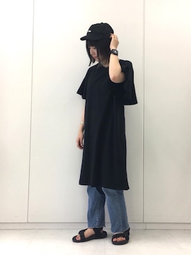 「E hyphen world gallery（イーハイフンワールドギャラリー）のアイテム（ワンピース）」を使った、ユナさん（レディース・155cm）の夏コーディネート