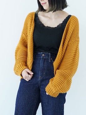 「ざっくりカーデ」｜ユナさん（レディース・155cm）の秋コーディネート