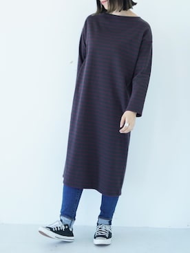 「カットソーワンピース」｜ユナさん（レディース・155cm）の秋コーディネート