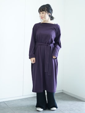 「カットソーワンピース」｜ユナさん（レディース・155cm）の秋コーディネート