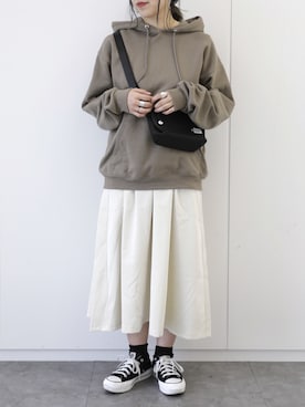 「SEVENDAYS=SUNDAY（セブンデイズサンデイ）のアイテム（スカート）」を使った、ユナさん（レディース・155cm）の冬コーディネート