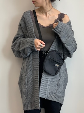「ゆるカーディガン」｜ユナさん（レディース・155cm）の秋コーディネート