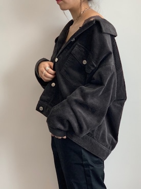 「オーバーサイズシャツ」｜「アイテム（ブルゾン）」を使った、ユナさん（レディース・155cm）の秋コーディネート