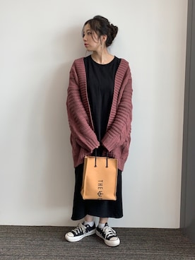 「Green　Parks（グリーンパークス）のアイテム（カーディガン/ボレロ）」を使った、ユナさん（レディース・155cm）の秋コーディネート