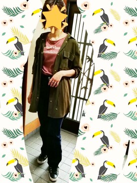 「ZARA（ザラ）のアイテム（ジャケット/アウター、グリーン系）」を使った、ゆきんこさん（レディース・160cm）の春コーディネート