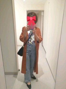 「titivate（ティティベイト）のアイテム（シャツ/ブラウス、オレンジ系）」を使った、ゆきんこさん（レディース・160cm）の春コーディネート