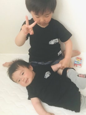 「黒」｜「アイテム（ママ＆ベビー）」を使った、2yuuさん（キッズ・90cm）の春コーディネート