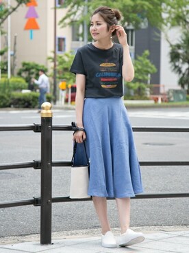 「URBAN RESEARCH Sonny Label（アーバンリサーチサニーレーベル）のSonny Label キャンバスバケツショルダーバッグ（ショルダーバッグ）」を使った、kurataniさん（レディース・165cm）の夏コーディネート
