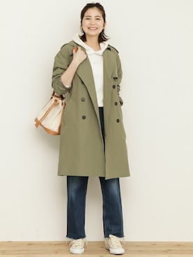 「アイテム（その他、グリーン系）」を使った、kurataniさん（レディース・165cm）の冬コーディネート