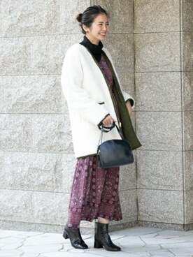 「ハーフムーンバック」｜「アイテム（その他アウター）」を使った、kurataniさん（レディース・165cm）の冬コーディネート