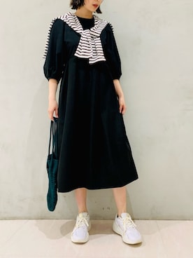 「袖ボリューム」｜「アイテム（ドレス）」を使った、kurataniさん（レディース・165cm）の春コーディネート