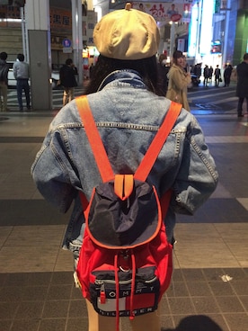 「TOMMY HILFIGER」｜「アイテム（ハンチング/ベレー帽）」を使った、にいなさん（レディース・156cm）の冬コーディネート