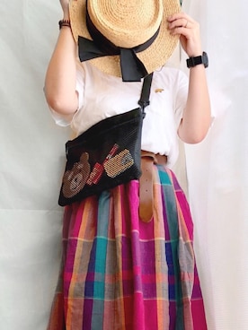 「Golden Bear（ゴールデンベア）のアイテム（Tシャツ/カットソー）」を使った、晴-haru-さん（レディース・148cm）の夏コーディネート