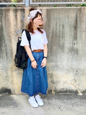 「Golden Bear（ゴールデンベア）のアイテム（Tシャツ/カットソー）」を使った、晴-haru-さん（レディース・148cm）の夏コーディネート