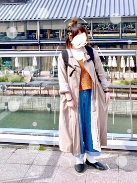 「Samansa Mos2 blue（サマンサモスモスブルー）のアイテム（トレンチコート）」を使った、晴-haru-さん（レディース・148cm）の春コーディネート