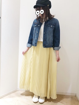 「お出掛けコーデ」｜「アイテム（デニムジャケット）」を使った、sayaさん（レディース・151cm）の秋コーディネート