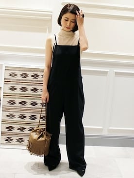 「ノースリーブニット」｜「アイテム（オールインワン・サロペット）」を使った、asakoさん（レディース・150cm）の秋コーディネート