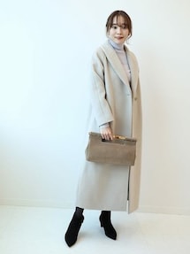 G9787*Noble ノーブル☆マキシ丈☆ロング☆ウール☆コート☆グレー☆38 Noble（ノーブル）の「W/Ny マキシロングショールカラーコート