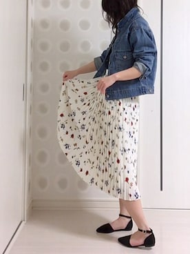 「go slow caravan（ゴースローキャラバン）のアイテム（デニムジャケット）」を使った、Ⓜ︎さん（レディース・153cm）の春コーディネート