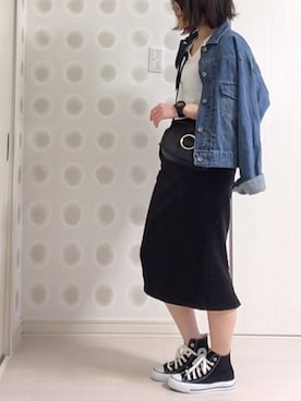 「go slow caravan（ゴースローキャラバン）のアイテム（デニムジャケット）」を使った、Ⓜ︎さん（レディース・153cm）の春コーディネート