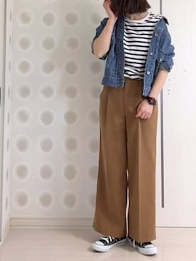 「go slow caravan（ゴースローキャラバン）のアイテム（デニムジャケット）」を使った、Ⓜ︎さん（レディース・153cm）の春コーディネート