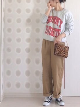 「GRL」｜「アイテム（チノパンツ）」を使った、Ⓜ︎さん（レディース・153cm）の春コーディネート