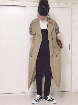 「ANAP（アナップ）のアイテム（トレンチコート）」を使った、Ⓜ︎さん（レディース・152cm）の秋コーディネート