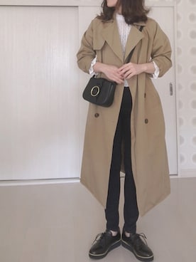 「ANAP（アナップ）のアイテム（トレンチコート）」を使った、Ⓜ︎さん（レディース・152cm）の冬コーディネート