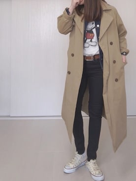 「ANAP（アナップ）のアイテム（トレンチコート）」を使った、Ⓜ︎さん（レディース・152cm）の冬コーディネート