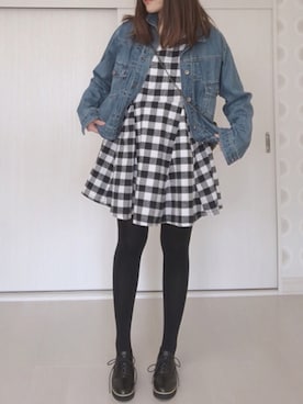 「go slow caravan（ゴースローキャラバン）のアイテム（デニムジャケット）」を使った、Ⓜ︎さん（レディース・152cm）の春コーディネート
