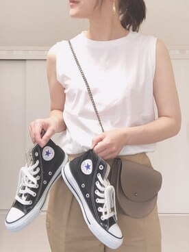 「GRL」｜「アイテム（チノパンツ）」を使った、Ⓜ︎さん（レディース・152cm）の夏コーディネート