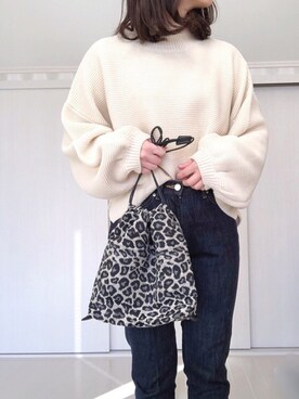 「ZOZO（ゾゾ）のスリムテーパードデニムパンツ［WOMEN］（デニムパンツ）」を使った、Ⓜ︎さん（レディース・152cm）の冬コーディネート