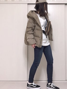「zozoデニム」｜「アイテム（ダウンジャケット/コート）」を使った、Ⓜ︎さん（レディース・152cm）の冬コーディネート