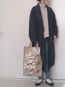 「KBF（ケイビーエフ）のアイテム（ピーコート）」を使った、Ⓜ︎さん（レディース・152cm）の冬コーディネート