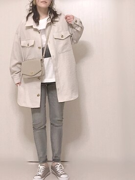 「mysty woman（ミスティウーマン）のアイテム（その他アウター）」を使った、Ⓜ︎さん（レディース・152cm）の春コーディネート