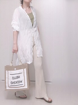 「OZOC（オゾック）のアイテム（タンクトップ）」を使った、Ⓜ︎さん（レディース・152cm）の夏コーディネート