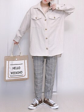 「mysty woman（ミスティウーマン）のアイテム（その他アウター）」を使った、Ⓜ︎さん（レディース・152cm）の秋コーディネート
