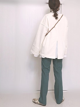 「ストレートパンツ」｜「アイテム（スリッポン）」を使った、Ⓜ︎さん（レディース・152cm）の秋コーディネート
