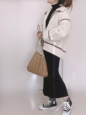「プリーツバッグ」｜「アイテム（ブルゾン）」を使った、Ⓜ︎さん（レディース・152cm）の秋コーディネート