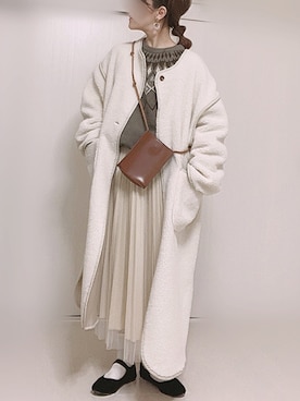 「GeeRA」｜「アイテム（ムートンコート）」を使った、Ⓜ︎さん（レディース・152cm）の冬コーディネート