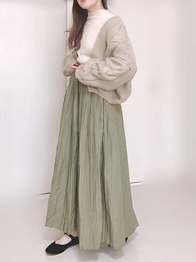 「アコーディオンプリーツ」｜「アイテム（スカート）」を使った、Ⓜ︎さん（レディース・152cm）の冬コーディネート