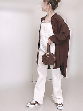 「チュニック」｜「アイテム（オールインワン・サロペット）」を使った、Ⓜ︎さん（レディース・152cm）の春コーディネート