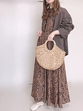 「sakishimatokyo（サキシマトーキョー）のアイテム（ノーカラージャケット）」を使った、Ⓜ︎さん（レディース・152cm）の春コーディネート