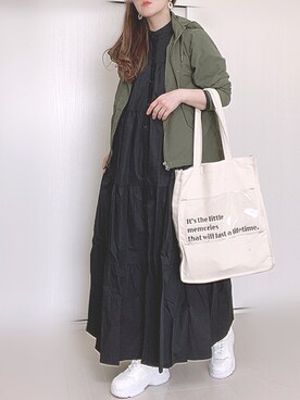 「sakishimatokyo（サキシマトーキョー）のアイテム（シャツワンピース）」を使った、Ⓜ︎さん（レディース・152cm）の春コーディネート