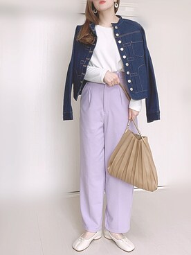 「sakishimatokyo（サキシマトーキョー）のアイテム（デニムジャケット）」を使った、Ⓜ︎さん（レディース・152cm）の春コーディネート