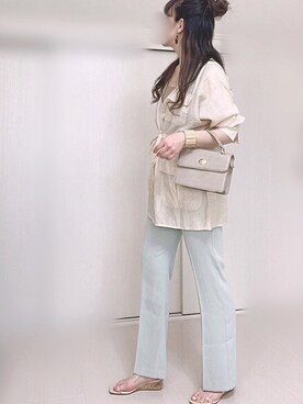 「sakishimatokyo（サキシマトーキョー）のアイテム（ノーカラージャケット）」を使った、Ⓜ︎さん（レディース・152cm）の春コーディネート