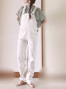 「EDWIN（エドウィン）のアイテム（オールインワン・サロペット）」を使った、Ⓜ︎さん（レディース・152cm）の夏コーディネート