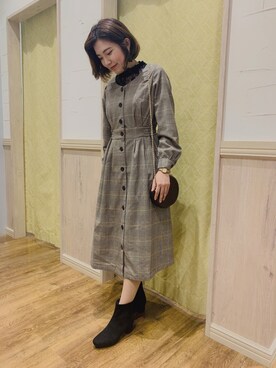「チェック柄に恋してる」｜「アイテム（トートバッグ）」を使った、IRIN_210さん（レディース・157cm）の秋コーディネート